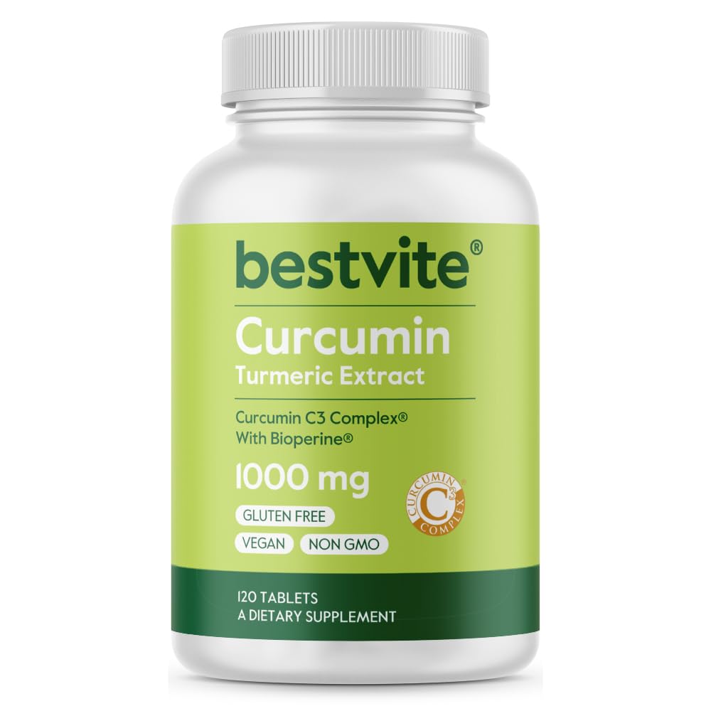 Curcumin 1000mg (Turmeric) (120 טבליות) מיוצר עם Curcumin C3 Complex & Bioperine - סטנדרטי עד 95% Curcuminoids - טבעוני