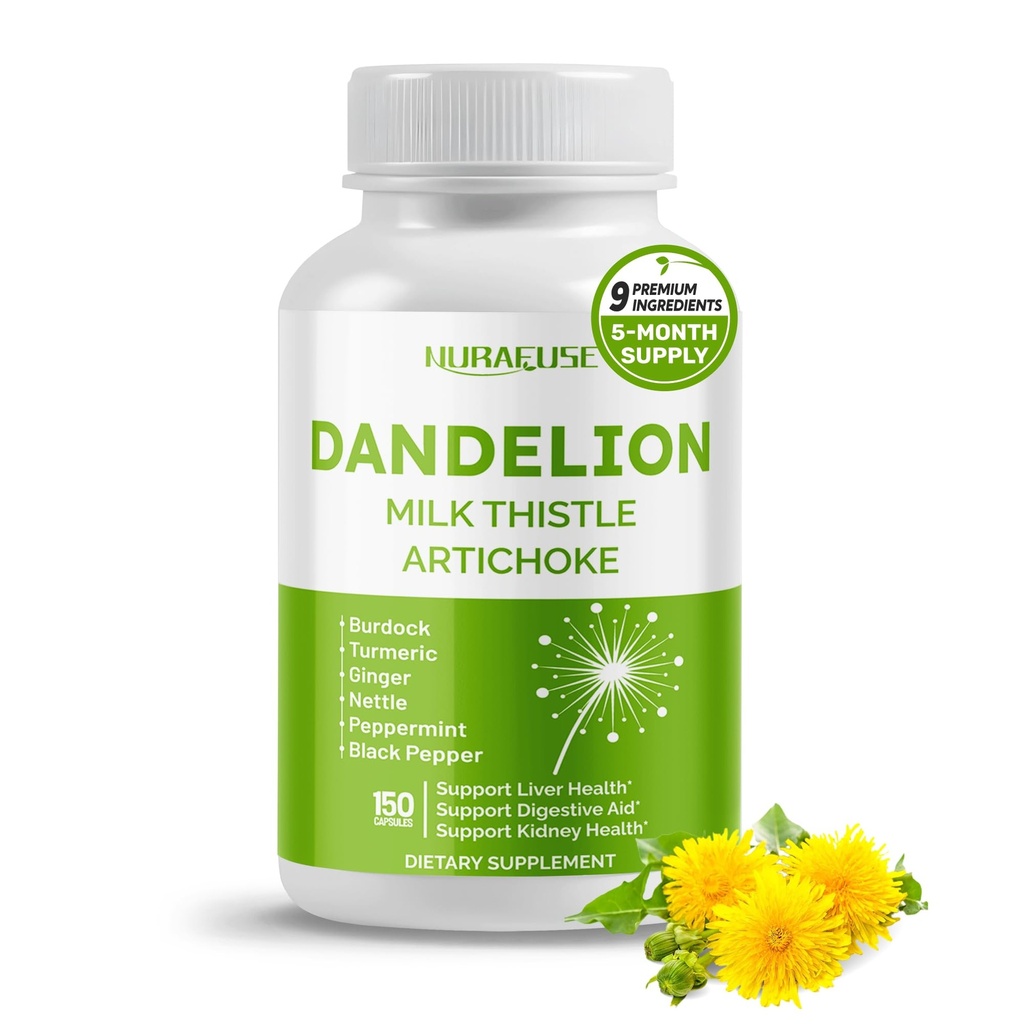 Dandelion Milk Thistle Artichoke Burdock Turmeric - תמיכה ב- Liver Health, Support Digestive Aid - Made and Tested in the USA