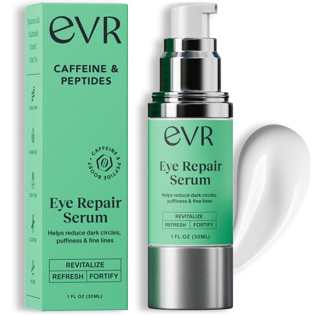 קרם עיניים קפאין עבור מעגלים אפלים Puffiness ו Wrinkles - ריח חינם - טיפול בעין אנטי aging עבור עור רגיש - Made בארה"ב עבור גברים ונשים - 1 Oz