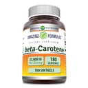 פורמולות מדהימות Beta-Carotene תוסף | 25000 IU לשרת | 180 Softgels | Non-GMO | Gluten-Free | Made in USA