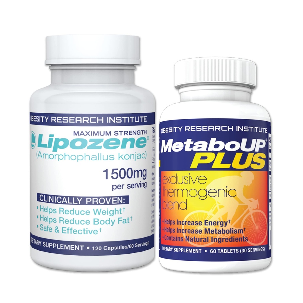 Lipozene Weight Loss Combo של אחד מגה בקבוק 120 ספירה ובק אחד של תוסף MetaboUP Thermogenic 60 Count in Total - Boost Metabolism, להגביר את האנרגיה, ולבקר את Appetite שלך