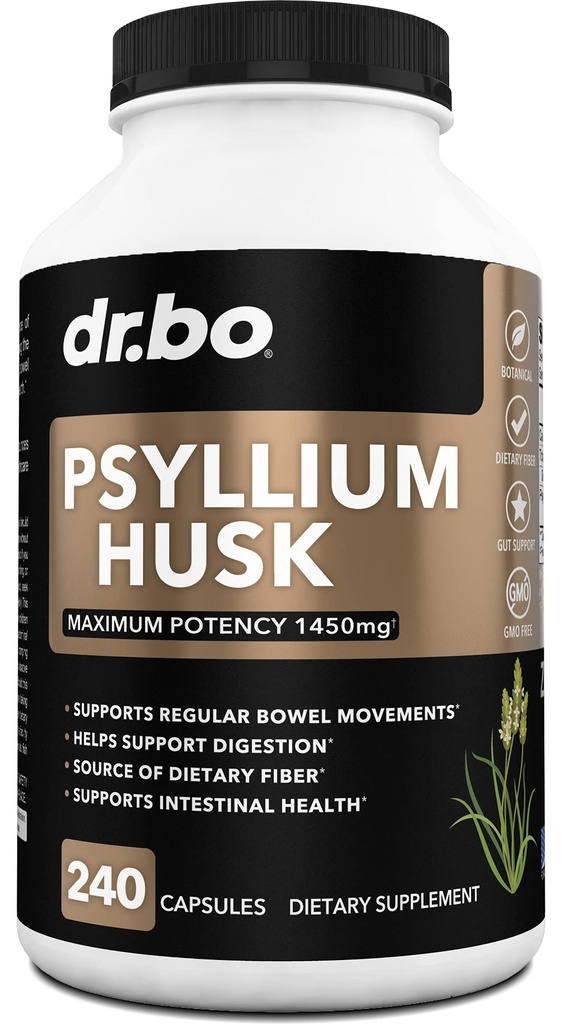 Psyllium Husk Capsule Fiber Supplement - Natural Powder Capsules for Constipation Relief for Adults - Nutritional Soluble Fiber Pills & Daily Regularity Support - Bulk Seed Husks Digestion Supplements