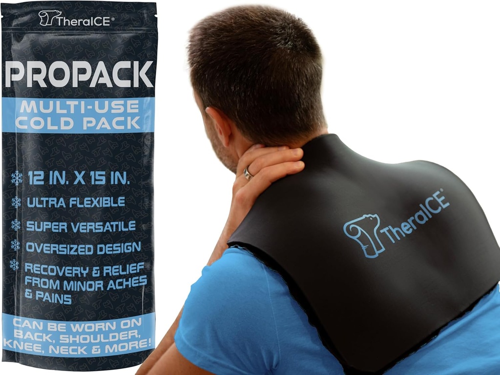 TheraICE PROpack Cold Therapy Reusable Cold Gel Ice Pack - תוספת גדולה 12x15 - גדול עבור כאבי גב Muscular Back Pain, Shoulder, hip Knee - Overscale Cold Icepack for Minor Aches & Pains