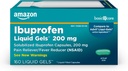 בסיסי טיפול Ibuprofen נוזל גלים 200 מ"ג, כאב Reliever / Fever צמצם קפסולות נוזלי מלא, עבור כאבי ראש, כאב, כאבי גב, קרומסטרואל ועוד, הרוזן 160