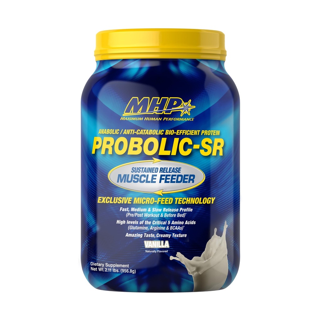 ביצועים אנושיים מקסימליים Probolic-SR Sustained לשחרר אבקת חלבון, 24g חלבון, BCAAs, Glutamine, Arginine, Pre-Workout, post-Workout, Nighttime חלבונים, 2lbs, 26 משרתים, Vanillaillas, Vanilla