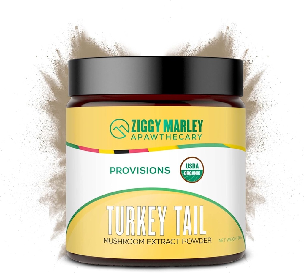 Zggy Marley's USDA אורגני טורקיה Tail Mushroom אבקת לכלבים וחתולים - תמיכה ב- Immunity & Digest - פריץ גוף, 90 גרמים