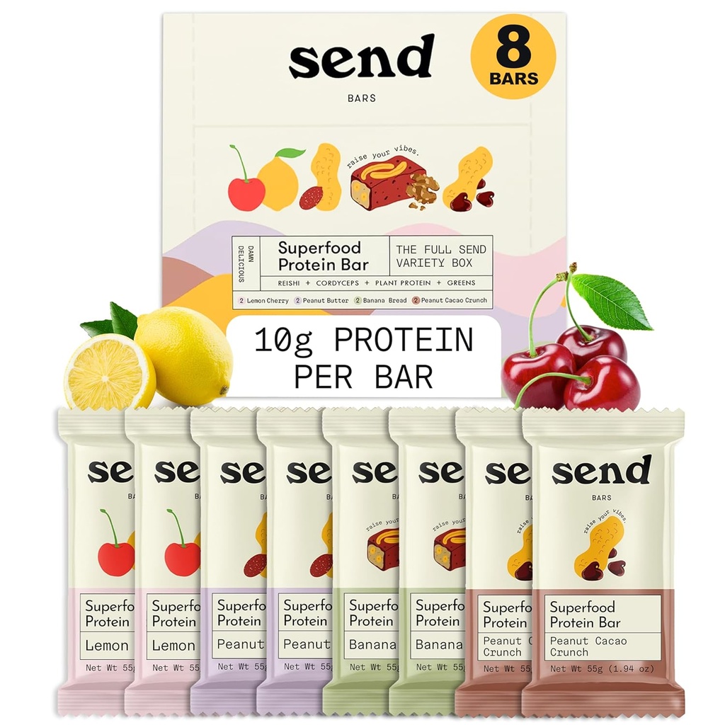 שלח Bars Plant-based fat Bars, עם ירוק (Variety Pack, 8 Bars) - רק רכיבים אמיתיים, אפס הוסיף סוכר, ללא חלב