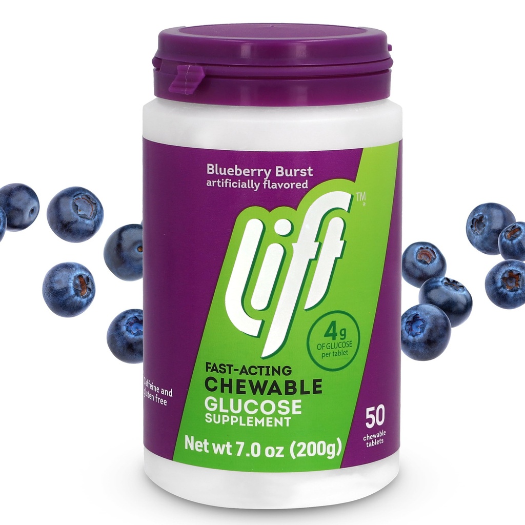 להרים את גלוקוזה מהירה-פעמי גלוקוז צ'קוזי, Blueberry, 50 ct Jar (Pack of 1)