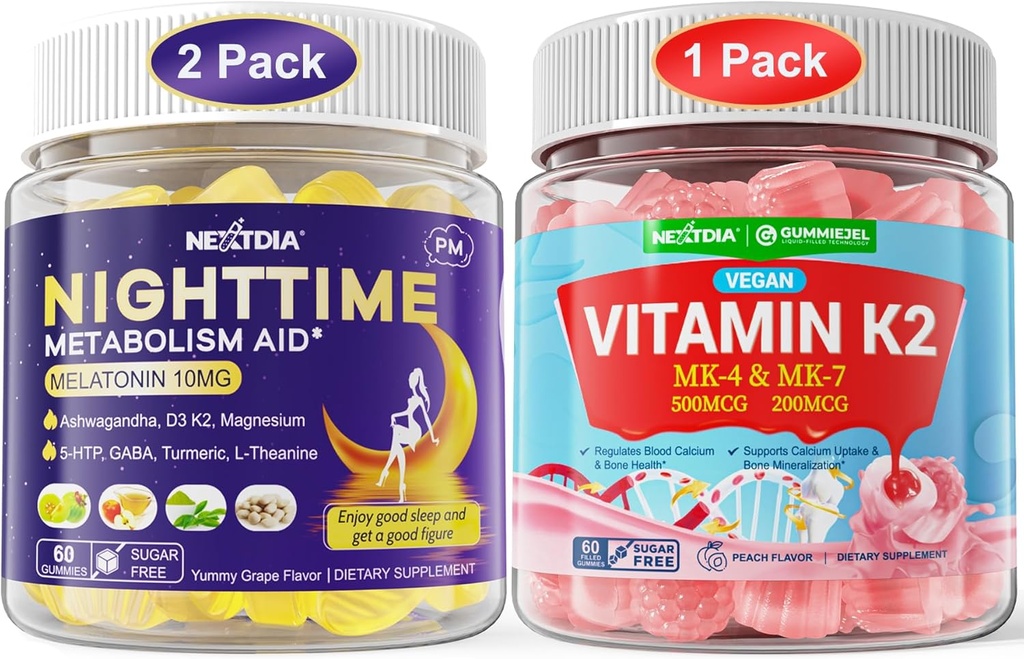 Bundle: Melatonin 10 מ"ג 20 מ"ג ויטמין K2 חניכיים