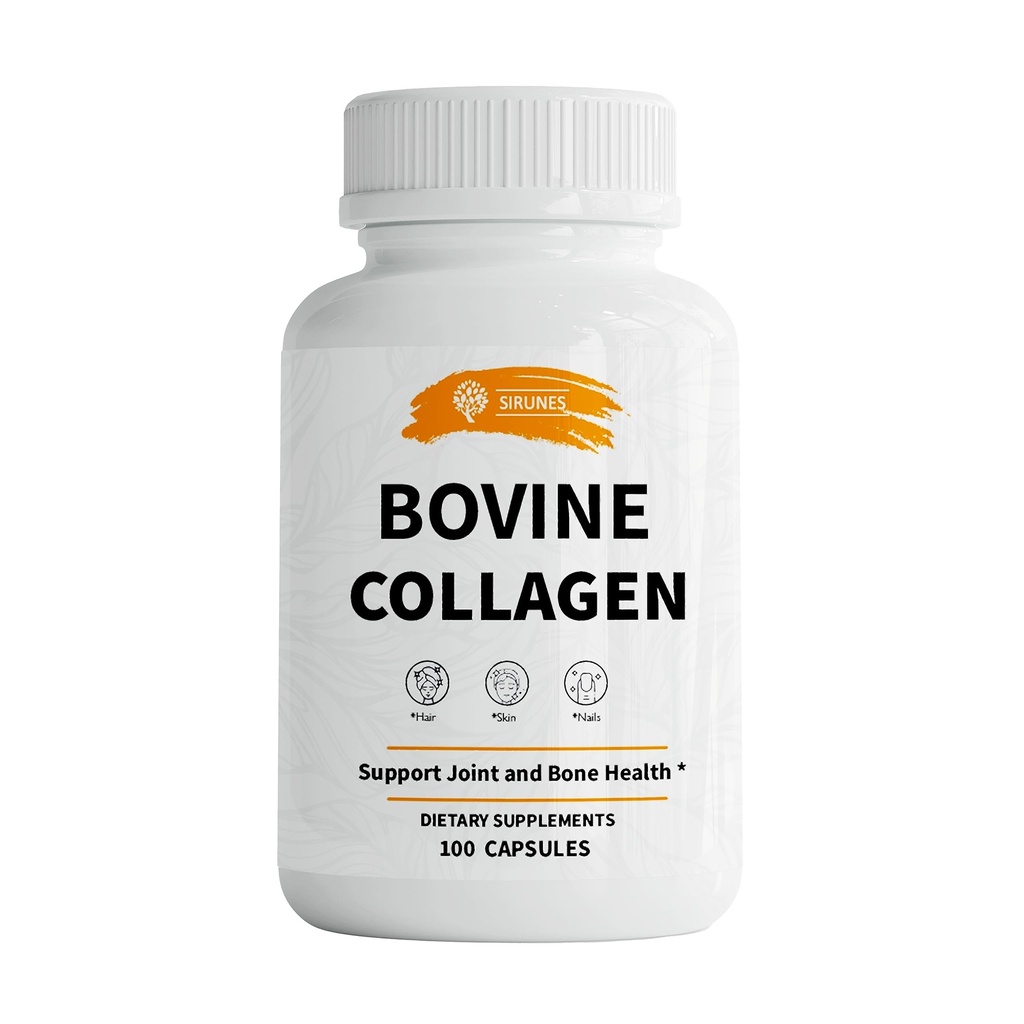 SIRUNES Bovine Collagen תוספי עבור גברים ונשים I hydrolyzed Grass פד Bovine Collagen Peptides תוספת עבור Joint, Nerve & Bone תמיכה - non-GMO, Anti-Aging - 100 קפסולות