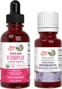 MaryRuth Organics Stress & Cognition Probiotic (Chocolate) for Women & B Complex Drops | USDA אורגני, פרויקט תווית נקייה מאומת ® | ויטמינים להרגעה, מטבוליזם ובריאות | טבעוני, Glutenten