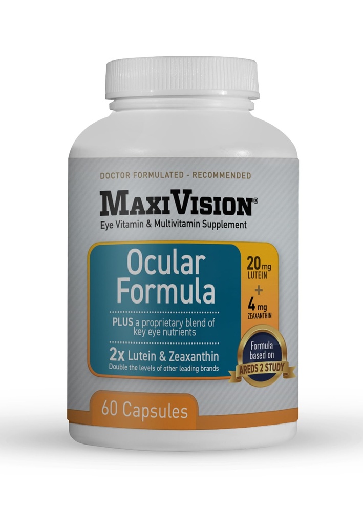 MaxiVision® Ocular Formula - AreDS2 - ויטמין & Multivitamin - Lutein ו Zeaxanthin - 1 בקבוק (60 קפסולות)