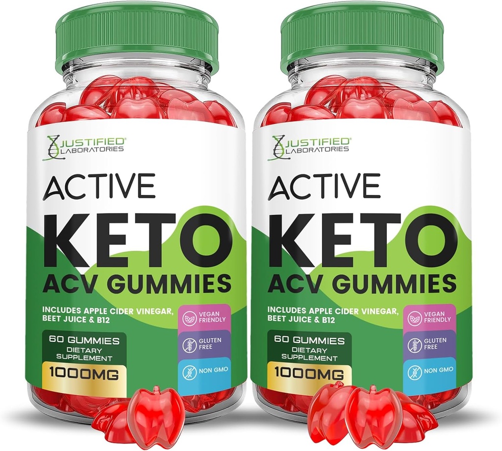 (2 Pack) Active Keto ACV חניכיים מתקדמות פורמולה 1000MG ActiveKeto Ketomies Apple Cider Vinegar פורמולה עם אבקת מיץ Pomegranate B12 טבעוני non GMO 120 חניכיים