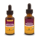 Herb Pharm Ashwagandha & Rhodiola Root Extracts for Energy, Vitality, Endurance & Stamina, אלכוהול חינם Glycerite & אורגני Cane אלכוהול, 1 Oz Each Oz