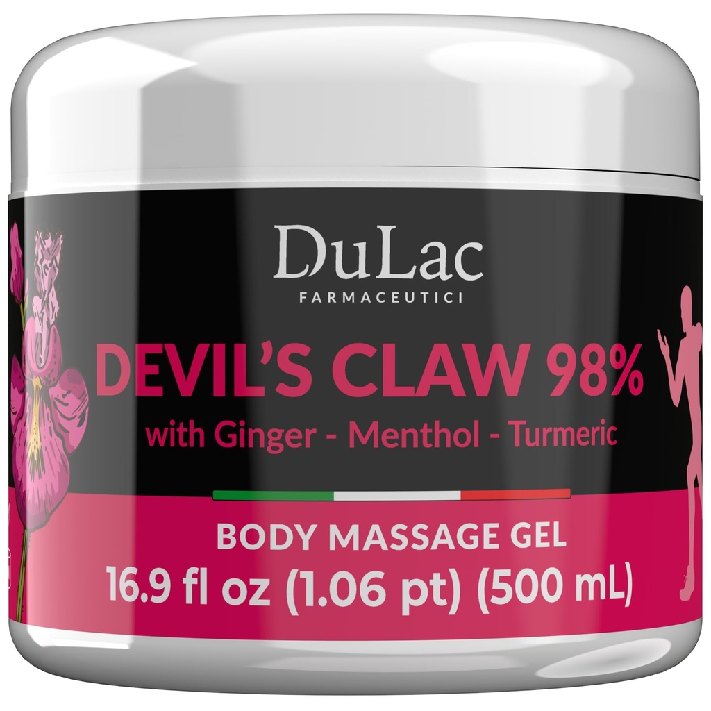 Dulàc - הכוח המקסימלי של Devil's Claw 98% של קרם גלידה 16.9 Fl Oz, קרם מרגיע שרירים ושרירים טבעי עבור recurring שריר וכאב משותף, עשיר עם Menthol עבור Cool Effect