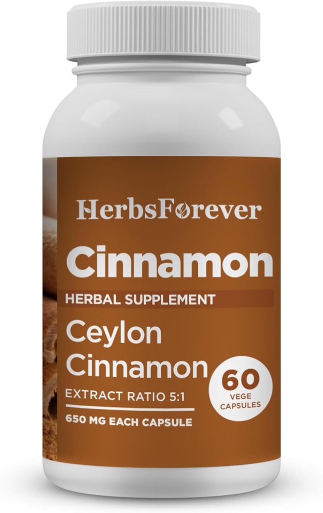 Herbsforever Ceylon Cinnamon קפסולות בסך הכל תמיכה בשומן גבוה 800 Mg לחלץ 60 ואג קפסולות