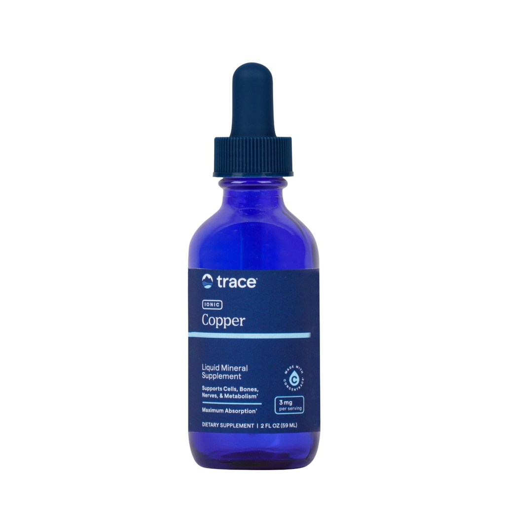 Trace מינרלים Ionic Copper - תוספי מזון נוזלי לבריאות הדם - תומך קידוד מחובר בריא, Metabolism & Nerves - 2 fl ozשרתים (48s)