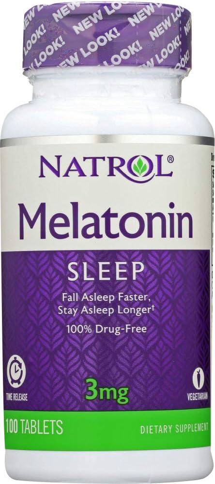 Natrol Melatonin 3 מ"ג שינה זמן לשחרר טבליות 100 ea (Pack של 4)