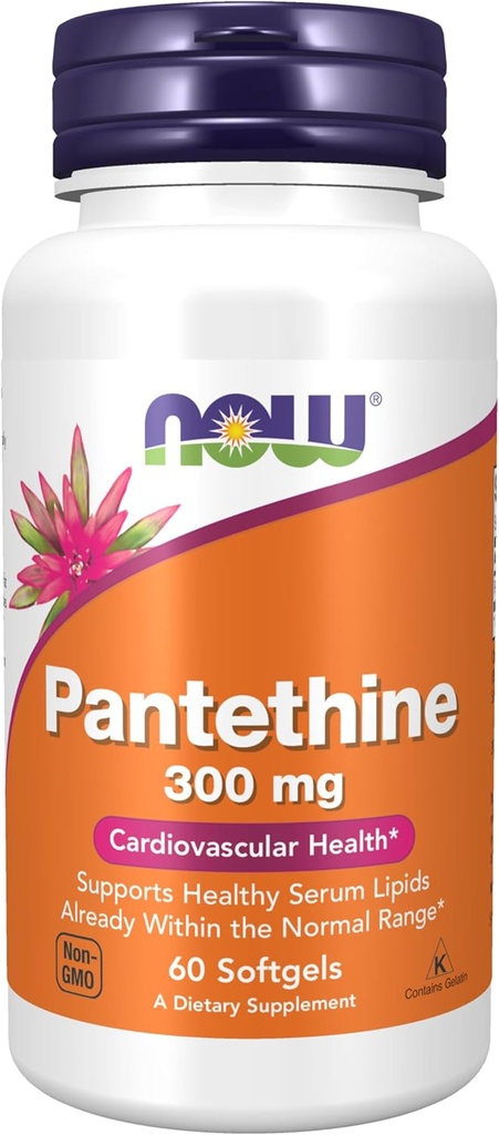 תוספי מזון עכשיו, Pantethine (Coenzyme A Precursor) 300 מ"ג, Cardiovascular Health *, 60 Softgels