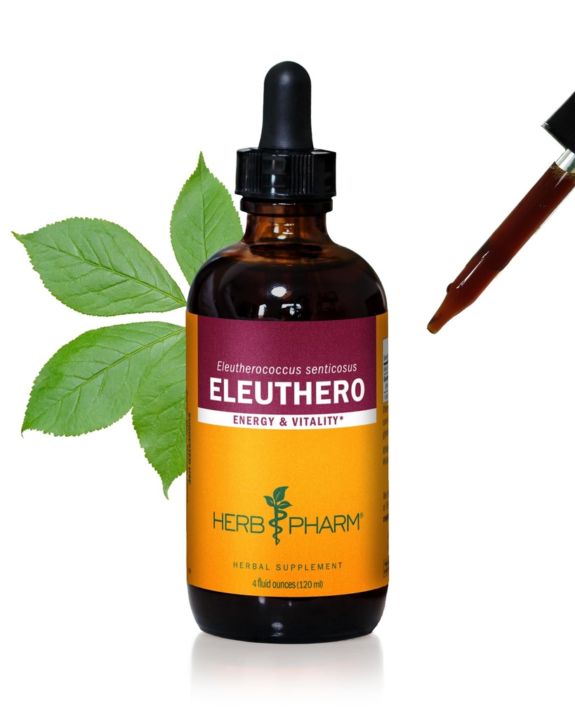 Herb Pharm Eleuthero (סייבריאן גינזנג) תמצית נוזלי שורש עבור אנרגיה ו Stamina, Cane אלכוהול, 4 Ouncece