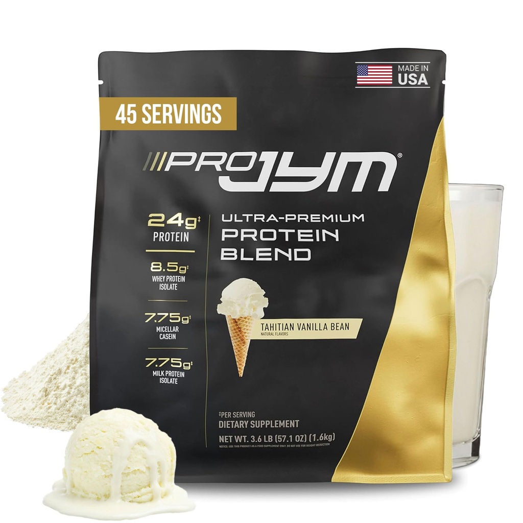 Pro JYM Tahitian Vanilla חלבונים אבקת חלבון Whey חלבון Isolates, Casein וחלבון חלב, Lean שריר בניין עבור גברים ונשים, JYM תוסף מדע, 45 משרתים