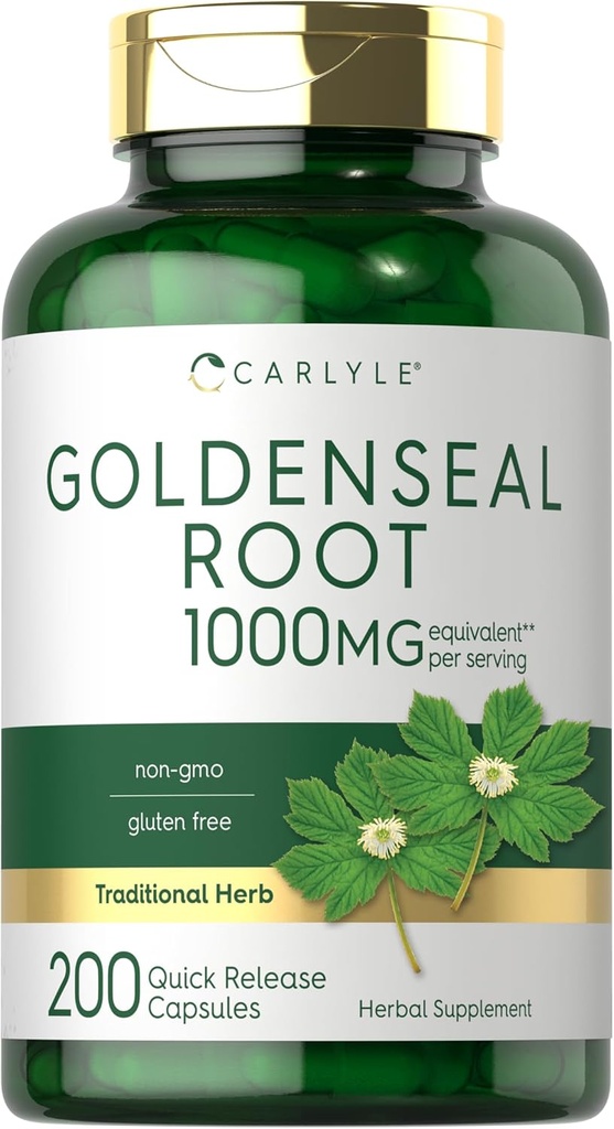 Karlyle Goldenseal Root כמוסות 1000 מ"ג | 200 Count | תוספת צמח מסורתי | Non-GMO, Gluten Freeten Free