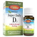 קרלסון - Super Daily D3 2000 IU (50 mcg) ל Drop, ויטמין Vgetarian D Drops, ויטמין D3 נוזלי, שמקורו Algae, Unflavored, 90 טיפות (2.54 mL)