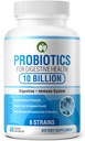 פרוביוטיקה לבריאות העיכול 60 קפסולות | 10 מיליארד CFU באופן מדעי פורמולה רב סטרין פרוביוטיקה תערובת | תוספי מזון אורגני עם פרוביוטיקה לגברים ונשים (10 מיליארד פרוביוטיקה)