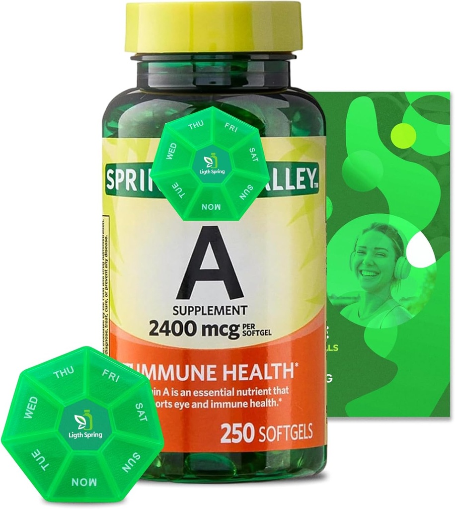 ויטמין A תוסף 2400 mcg, 250 Softgels with Bundle בלעדית ויטמינים & מינרלים - A to Z - Better Ligth & Spring Guide