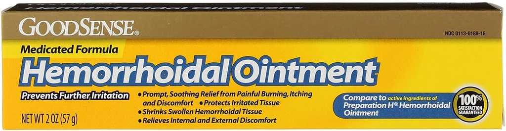 GoodSense Hemorrhoidal Ointment, Phenylephrine HCl, Petrolatum, שמן מינרלים, הקלה מ Burning, גירוד ו Discomfort של טחורים, 2 Ouncescess