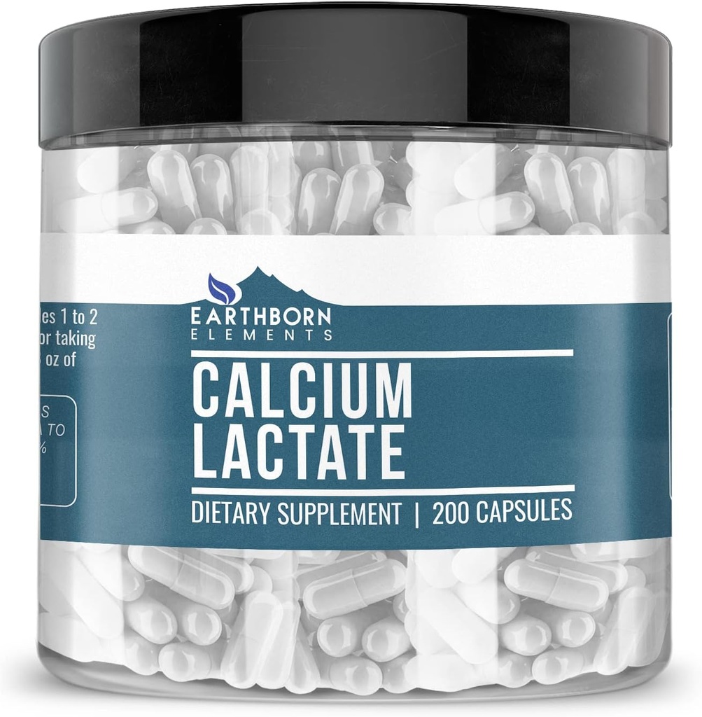 Earthborn Elements Calcium Lactate (200 קפסולות) תוסף Calcium