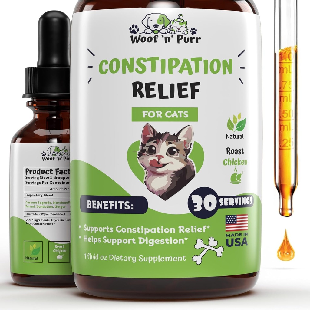 Cat Constipation Relief - May Help to Lose Constipation & Blocked Bowels, לשפר את תנועת Bowel, ועוד הרבה יותר - הקלה על חתולים - Cat Laxative - 1 floz - עוף פלאמור (2)