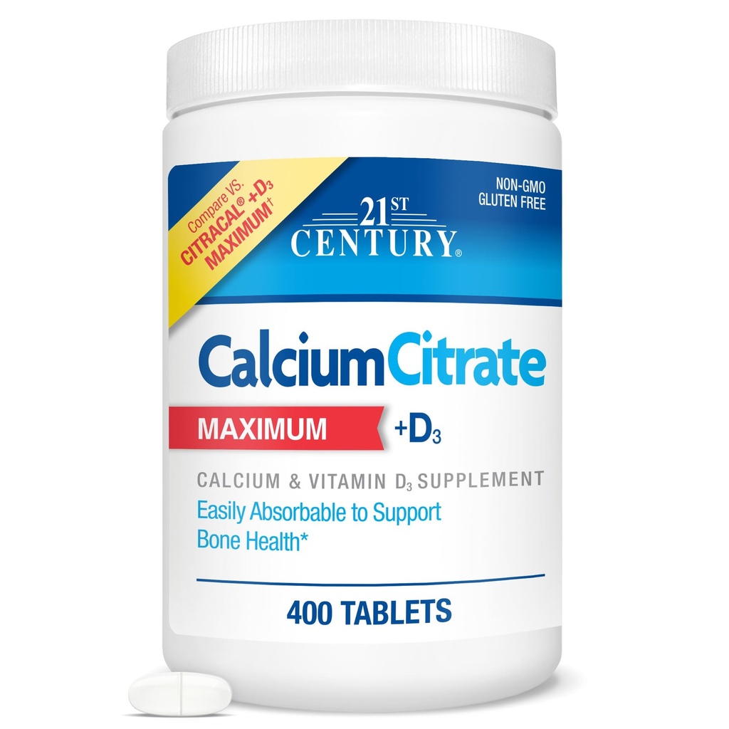 ויטמין המאה ה-21 Calcium Citrate Plus D3 Tablet, 400 Count