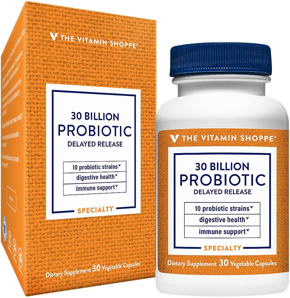 הוויטמין Shoppe Probiotic נדחה ל-30 מיליארד דולר - עם 10 Probiotic Strains לתמיכה ב- Digestive, Immune & Vaginal Health או Yeast Imמאזן - Shelf Stable (30 Veggie Caps)