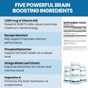 Brainful Brain | Memory & Brain Health Support Supplement with Bacopa Monnieri, גינקו בילובה, B12 - Easy to Swallow Tablets - 30 יום אספקה (60 Count)