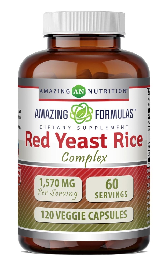 פורמולות מדהימות Red Yeast Rice Complex | 1570 Mg Per Serve | 120 Veggie קפסולות | עם Alpha Lipoic Acid, CoQ10, Milk Thistle Extract; Made in USA