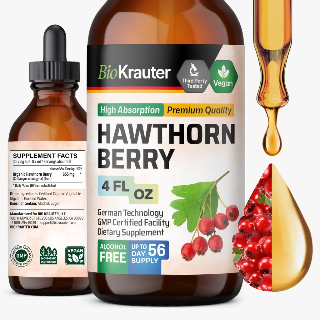 BIO KRAU הות'TERhorn ברי לחלץ Tincture - Natural Holhorne Brad תוסף - 100% טהור פורמולה - סוכר ואלכוהול חינם - 4 Fl. Oz