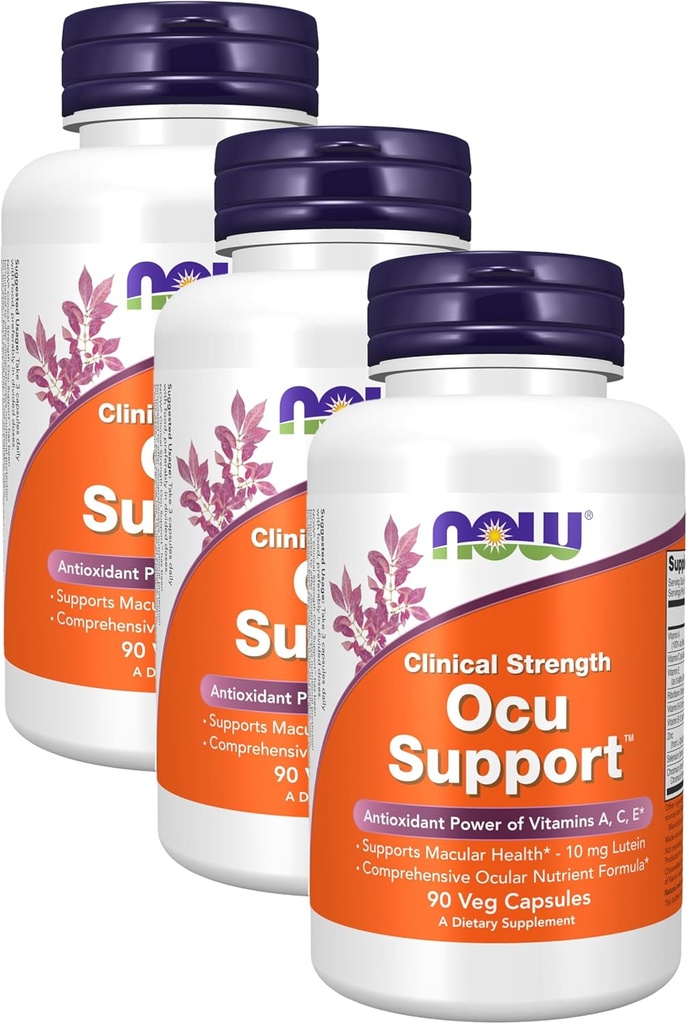 עכשיו תוספי מזון, Ocu תמיכה TMעם פלורהGLO® Lutein, Plus ויטמינים A, C ו- E, 90 ואג קפסולות (Pack of 3)