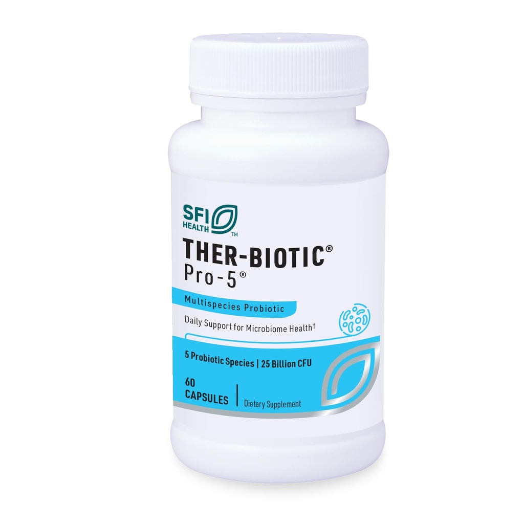 Klaire Labs SFI בריאות Pro-5 פרוביוטיקה - 25 מיליארד CFU גבוה Dose Multispecies Gut Recolonization תמיכה עבור גברים ונשים, Hypoallergenic & חלב חינם (60 קפסולות)