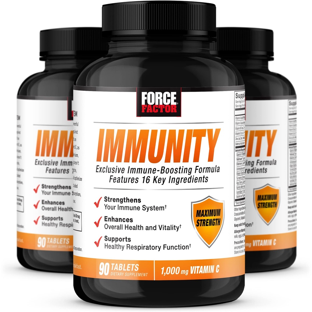 Power Factor Immunity, Immune Support Booster with Elderberry ו 1000 מ"ג של ויטמין C, Plus ויטמין D, Zinc, Probiotics, Antioxidants ו-Echinacea for Immune Health Defense, 90 Count (Pack of 3)