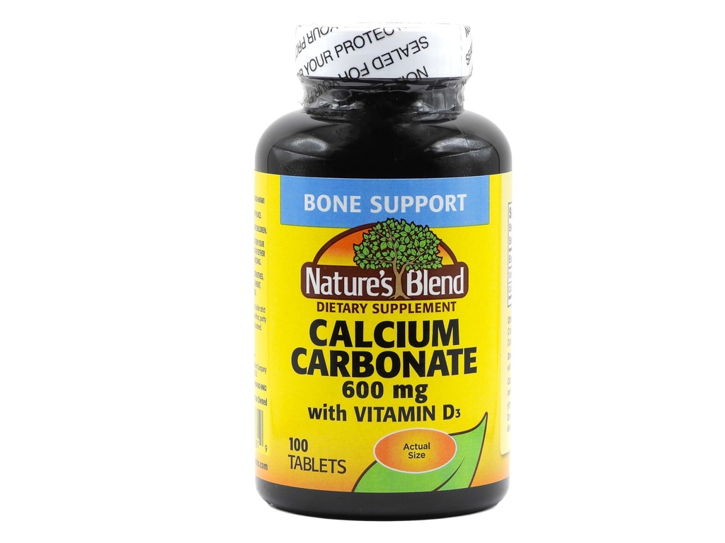 לוחמת הטבע Calcium Carbonate 600 מ"ג עם D3 400 IU 100 טבליות (Pack of 1), 07985401681968