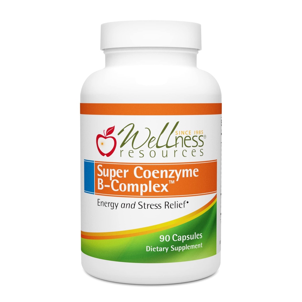 משאבי בריאות Super Coenzyme B Complex - 90 קפסולות - ויטמין B12, ויטמין B Complex for Hair growth, Adrenal Support & Stress Relief - Methylated B12, Folate, Biotin, Riboflavin, Thiamine