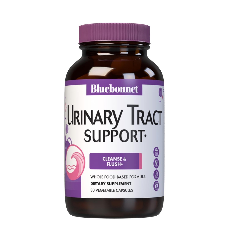 Bluebonnet Nutrition Urinary Tract תמיכה, ניקוי ו Flush*, Soy-Free, Gluten-Free, כשר-Cert-Certified, Non-GMO, ללא חלב, טבעוני, 30 קפסולות ירקות, 15 משרתים