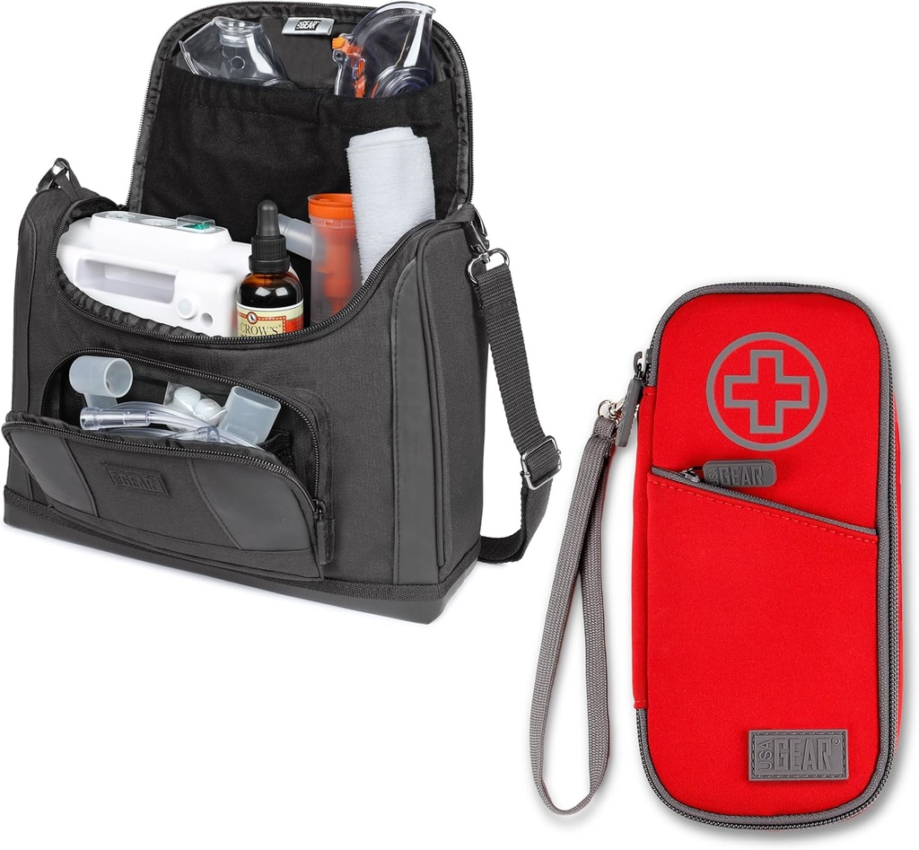 ארצות הברית GEAR Nebulizer נושא מקרה + Insulated Asthma Inhaler Case (אדום)