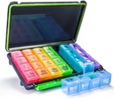 מארגנת גלולות שבועיות, 7 Day Pill Box (4-Times-A-Day) Portable for Travel with Moisture-Proof Design Pill Case to Pills/Vitamin/Fish Oil/Supplements