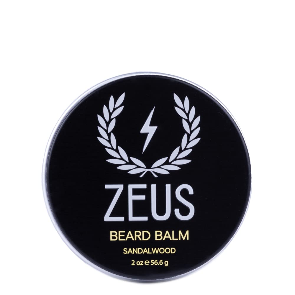 ZEUS Beard Balm, Natural Beeswax & Shea Butter Balm, Softing Conditioner לשיער הפנים - Made in USA (Sandalwood) 2 oz.