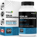 Renew Actives Ashwagandha KSM-66 תוספת 500MG לשרת עם Black Pepper for Superior Absorption - Focus & Mood תומך להגביר את האנרגיה & Sleep Aid - מיוצר בקנדה - 120 קפסולות