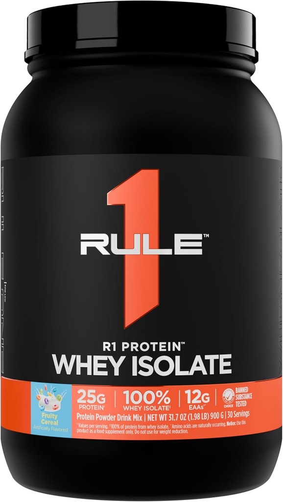 כלל 1 חלבון R1 Whey Isolate - עם 25g חלבון ו 6g BCAA בלעדי ממקורות מבודדים ו hydrolyzed עבור Workout Recovery (2 פאונד *, פריי Cereal)