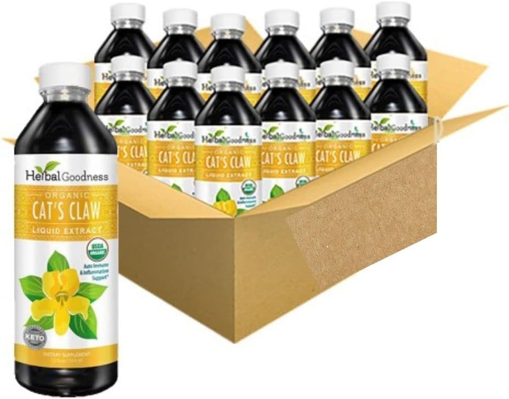 לחלץ נוזלי Claw של Cat's Claw -Vegan - Gluten-Free - הפלט הנוזלי של החתול האורגני -12oz -Herbal Goodness (Pack of 12)