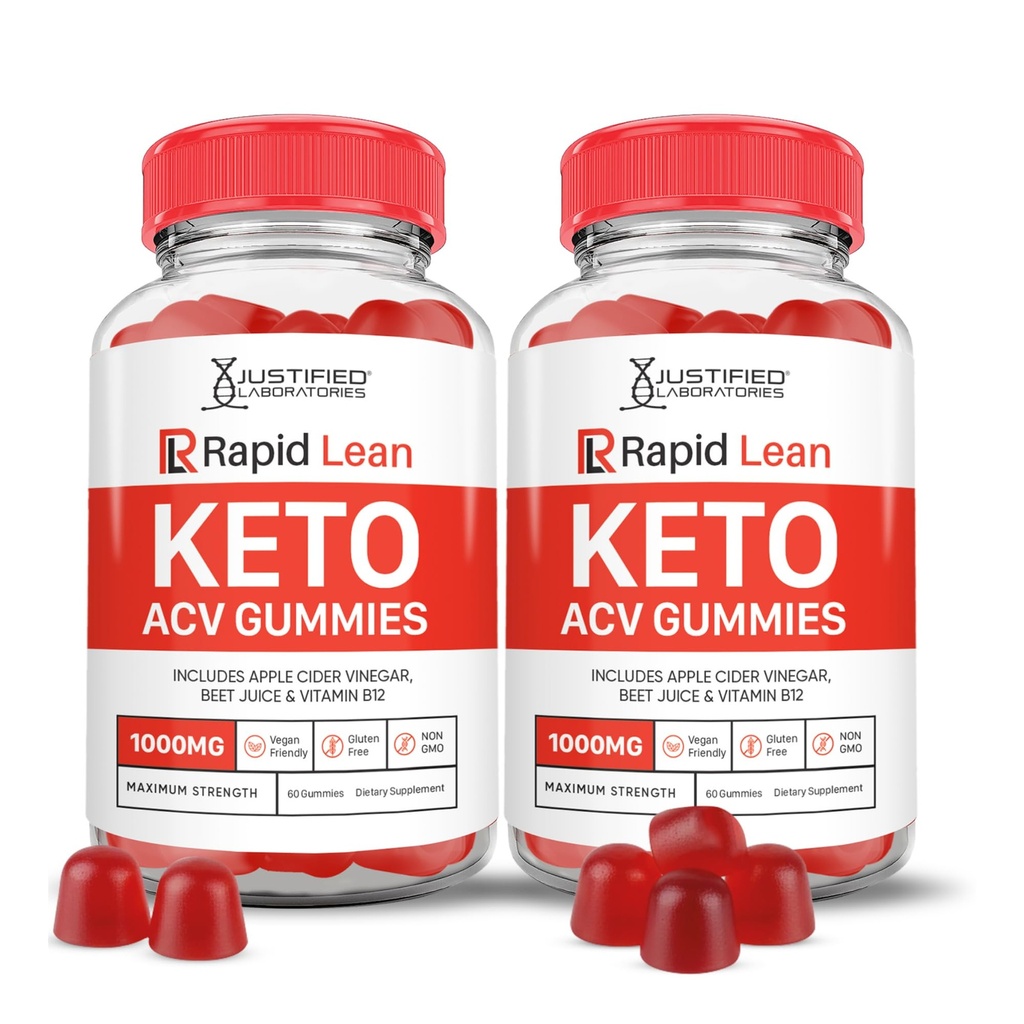 (2 Pack) Rapid Lean Keto ACV חניכיים מתקדמות פורמולה 1000MG Rapid Lean Keto Gummies Apple Cider Vinegar פורמולה עם אבקת מיץ Pomegranate B12 טבעוני non GMO 120mys